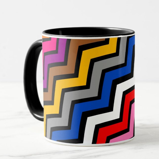 Mehrfarbig Zigzag Zickzack Black Design Tasse (Von Creator hochgeladen)