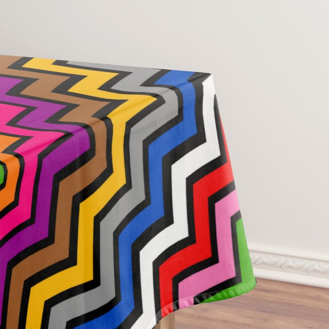 Mehrfarbig Zigzag Zickzack Black Design Tischdecke (Von Creator hochgeladen)
