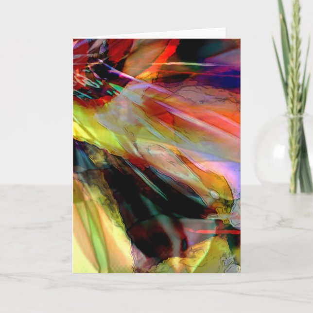Mehrfarbige Abstrakte Blume in Rot-Gelb-Schwarz Karte (Vorderseite)