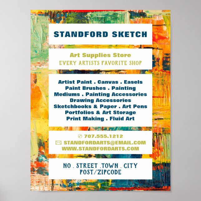 Mehrfarbige Abstrakte Farbe, Kunsthandwerksgeschäf Poster (Vorne)