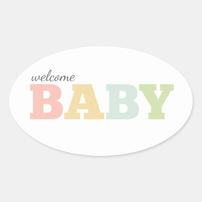 mehrfarbige Babyaufkleber, oval, geschlechtsneutra Ovaler Aufkleber (Vorderseite)