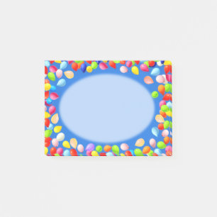 Mehrfarbige Ballons auf hellblau Post-it Klebezettel