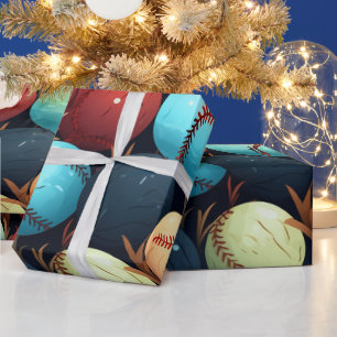 mehrfarbige Baseballs Geschenkpapier