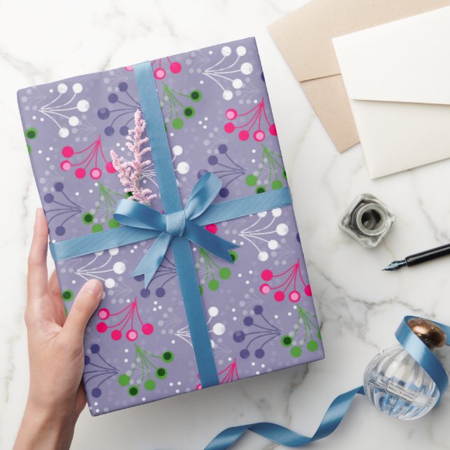 Mehrfarbige Beerenstromretro 60er Geschenkpapier (Schenken)