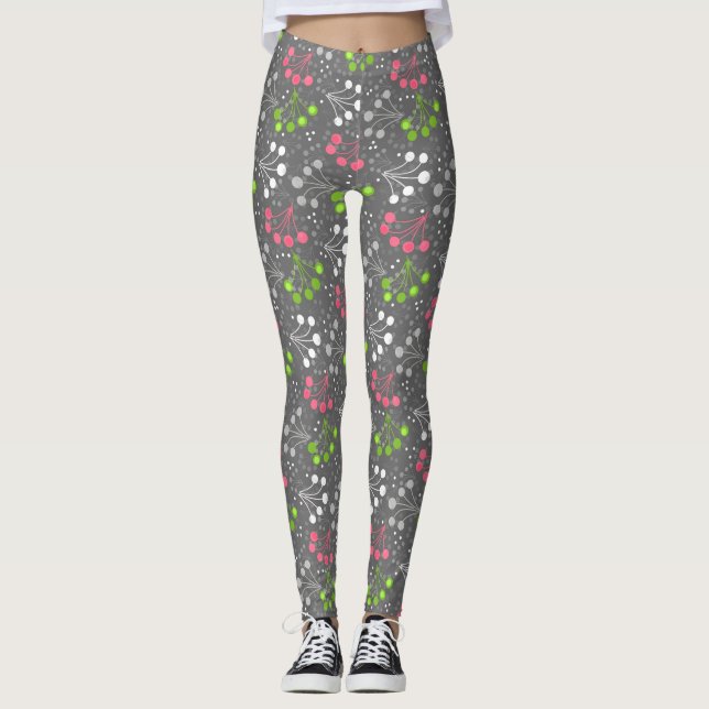 Mehrfarbige Beerenstromretro 60er Leggings (Vorderseite)