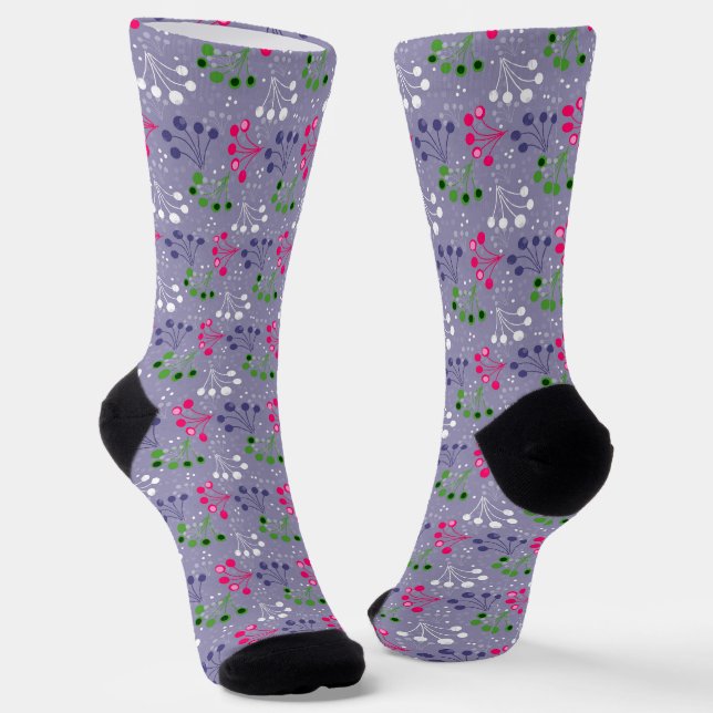 Mehrfarbige Beerenstromretro 60er Socken (Gewinkelt)