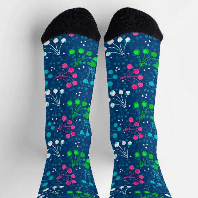 Mehrfarbige Beerenstromretro 60er Socken (Oben)