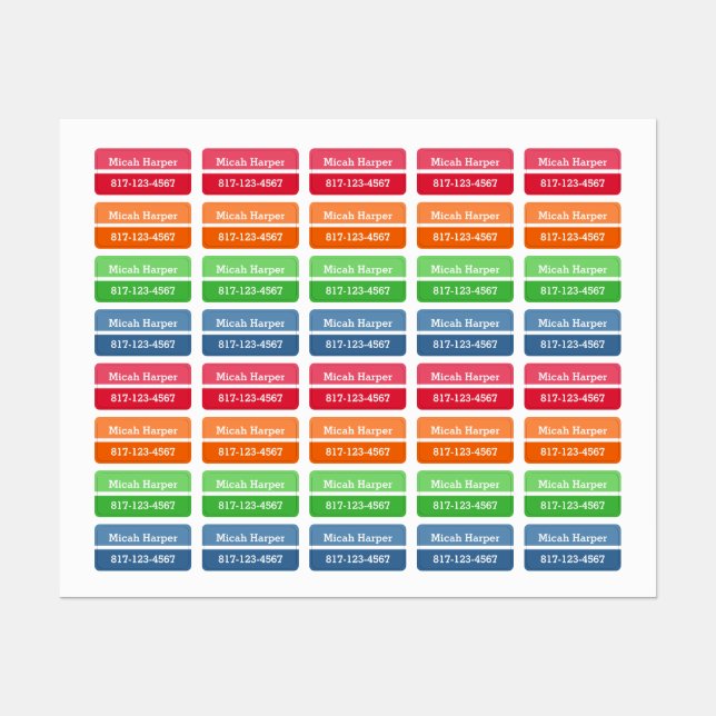 Mehrfarbige Blockklebemarke Etiketten (Blatt)