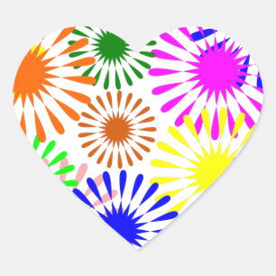 mehrfarbige Blume Herz-Aufkleber