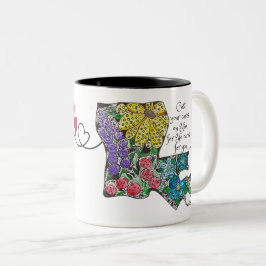 Mehrfarbige Blume in Aquarell und Pen Zweifarbige Tasse