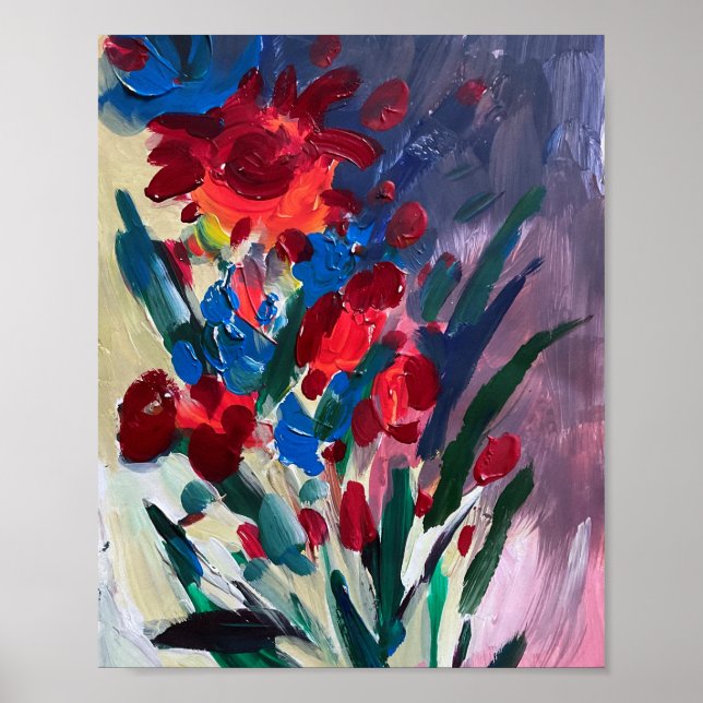 mehrfarbige Blume , Malerei . Poster (Vorne)