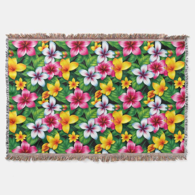 Mehrfarbige Blume und Blätter Muster-57577 Decke (Vorderseite)