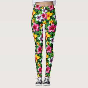 Mehrfarbige Blume und Blätter Muster-57577 Leggings