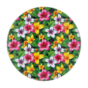 Mehrfarbige Blume und Blätter Muster-57577 Schneidebrett