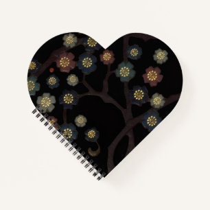 Mehrfarbige Blumen auf Schwarz Notizbuch