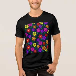 Mehrfarbige Blumen Blumenmuster-34654 Tri-Blend Shirt