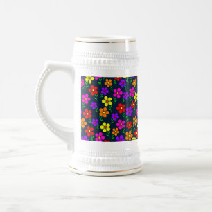 Mehrfarbige Blumen Blumenmuster Bierglas