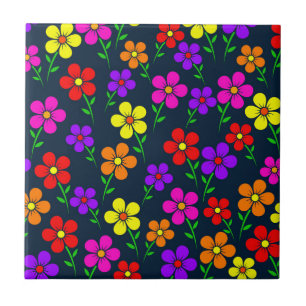 Mehrfarbige Blumen Blumenmuster Fliese