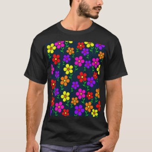 Mehrfarbige Blumen Blumenmuster T-Shirt