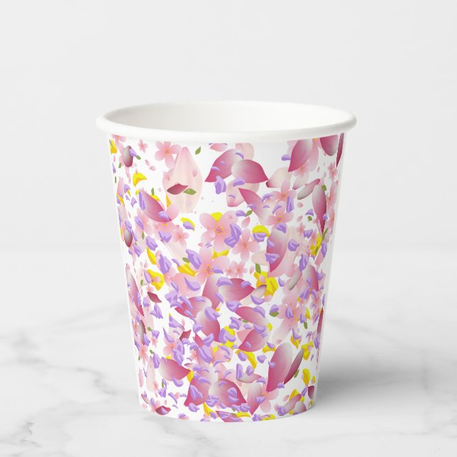 Mehrfarbige Blumenblüten Feier Pappbecher (Vorderseite)