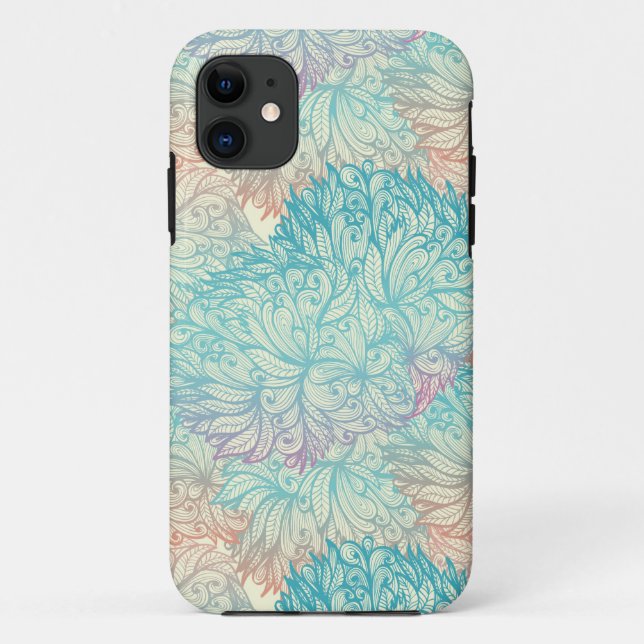 Mehrfarbige Blumendoodle-Muster Case-Mate iPhone Hülle (Rückseite)