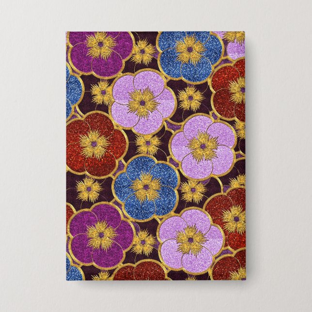 Mehrfarbige Blumenmuster Button (Vorderseite)