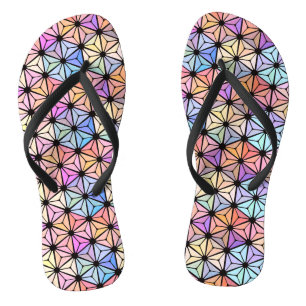 Mehrfarbige Buntglasblässe-Blume Flip Flops