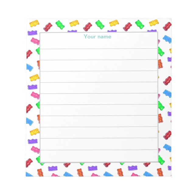 Mehrfarbige Candy Bears Lined Notizblock (Vorderseite)