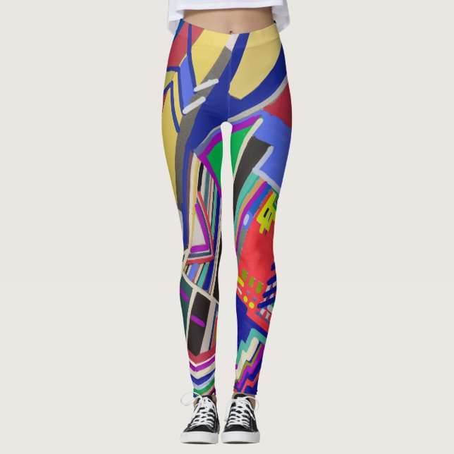 Mehrfarbige Collage zeichnend Leggings (Vorderseite)