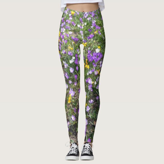 Mehrfarbige Crocus Spring Blumen Legierung Leggings (Vorderseite)