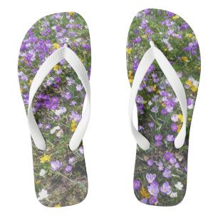 Mehrfarbige Crocus Spring Flowers Erwachsene Flip Flops