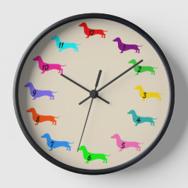Mehrfarbige Dackel Uhr