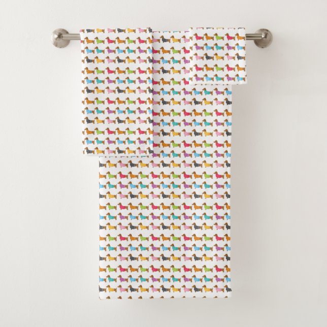 Mehrfarbige Dackeln Badetuch Set (Insitu)