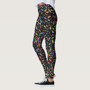 Mehrfarbige Diamant-Edelsteine auf Schwarz Leggings
