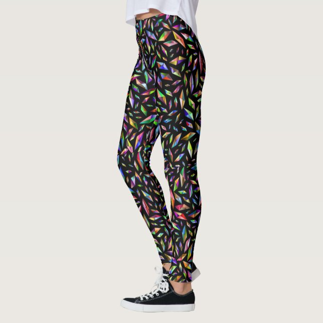 Mehrfarbige Diamantbeizen auf schwarz Leggings (Links)