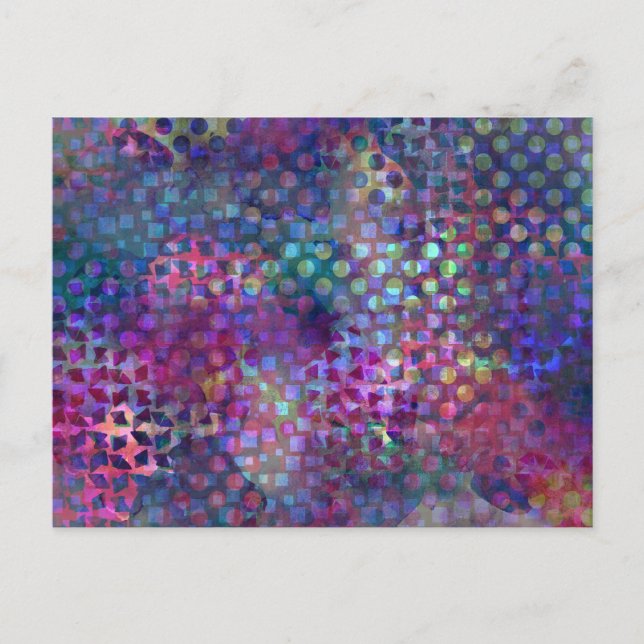 Mehrfarbige digitale Abstrakte Kunst Postkarte (Vorderseite)