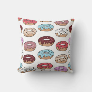 Mehrfarbige Donuts handgezeichnet nahtlos Muster. Kissen
