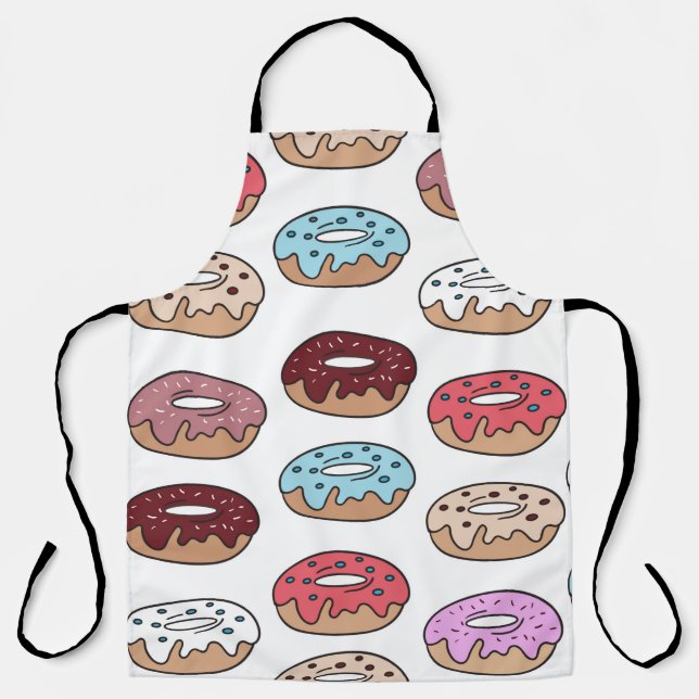 Mehrfarbige Donuts handgezeichnet nahtlos Muster.  Schürze (Vorderseite)