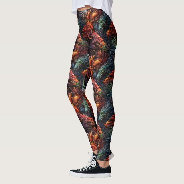 Mehrfarbige Drachen Muster Leggings (Links)