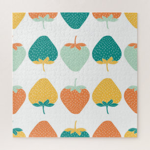 Mehrfarbige Erdbeeren: Vintage-Fruchtmuster. Puzzle