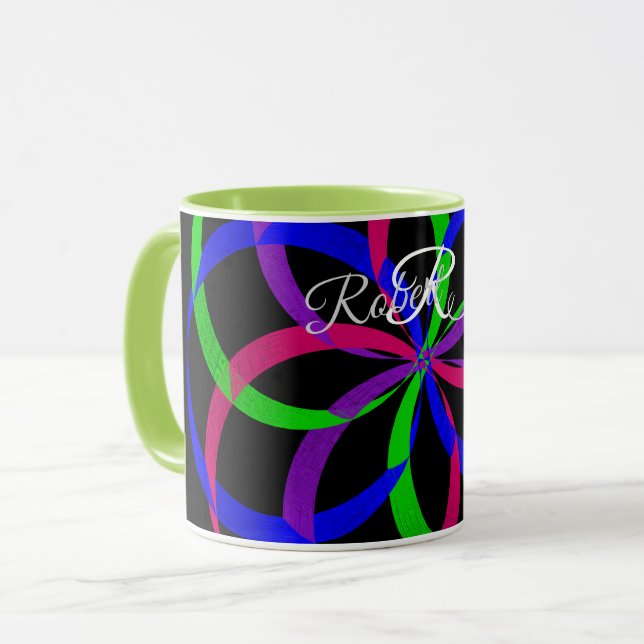 Mehrfarbige Figure 8 Geometrische Kaffeetasse (Vorderseite Links)