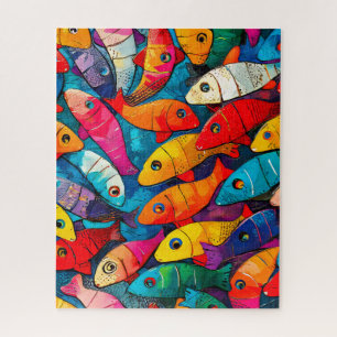 Mehrfarbige Fischmuster Puzzle