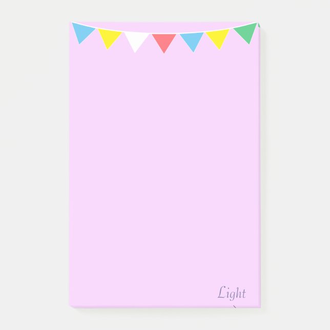 mehrfarbige Flaggen und Kalligraphie von Violett Post-it Klebezettel (Vorderseite)