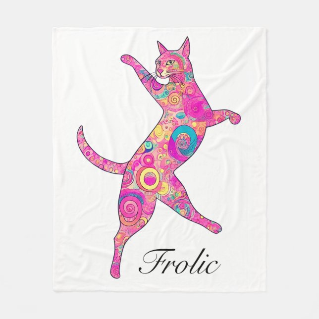 mehrfarbige Frolicking Cat Fleecedecke (Vorderseite)