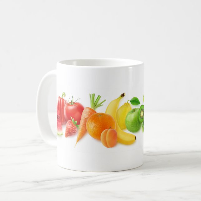 mehrfarbige Früchte in Folge Kaffeetasse (Vorderseite Links)