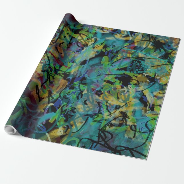 Mehrfarbige gekritzelte abstrakte Kunst Geschenkpapier (Ungerollt)