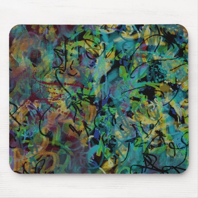 Mehrfarbige gekritzelte abstrakte Kunst Mousepad (Vorne)