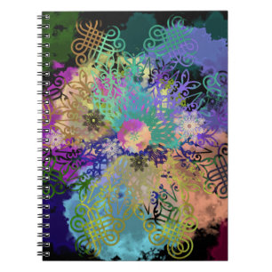 Mehrfarbige geometrische Häkelmuster-Mandalas Notizblock
