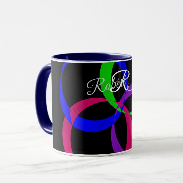 Mehrfarbige geometrische Kaffeetasse mit Austausch (Vorderseite Links)