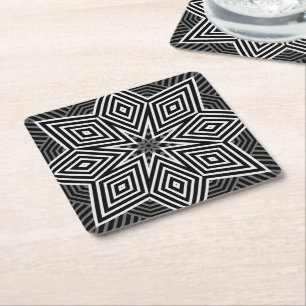 Mehrfarbige geometrische Retro-Muster Rechteckiger Pappuntersetzer